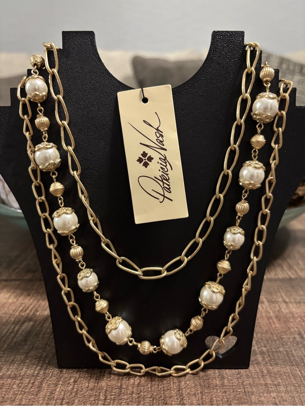 Patricia Nash Faux Pearl Multi-Strand Chain Necklace